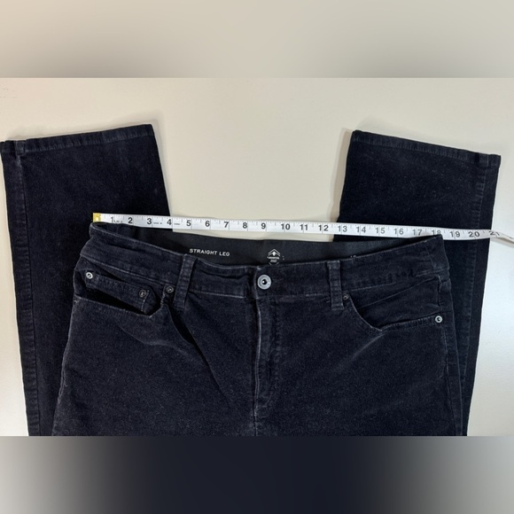 Corduroy Black Pull On Straight Leg Womens 16 Spooky Fall Witchy Comfort Stretch - Picture 3 of 13